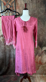 Silk kurti set with organza shrug