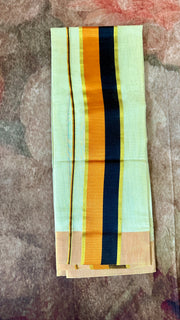 Tissue Set mundu with orange and black border