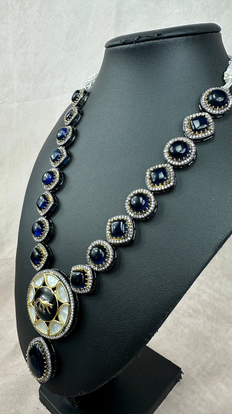 Blue stone designer replica necklace with earring