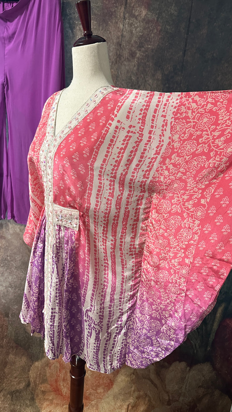 Pink and lilac designer kaftan