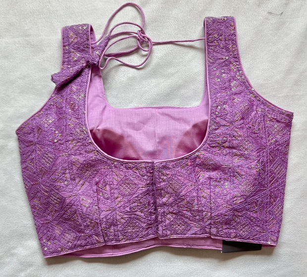 Lilac cotton silk sequins blouse