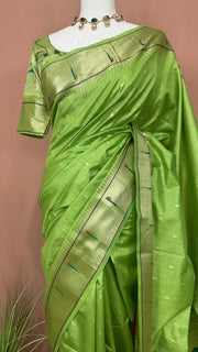 Semi tussar silk saree with Paithani weave, with stitched blouse