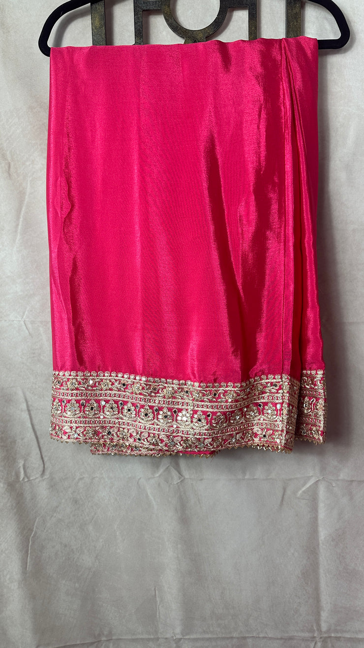 PInk bandini printed top with bottom and yellow dupatta