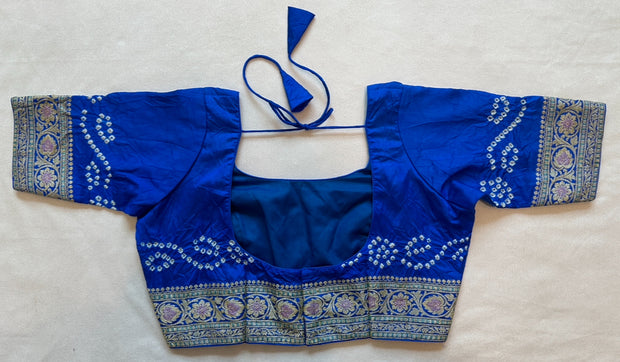 Blue bandini blouse with banarsi border