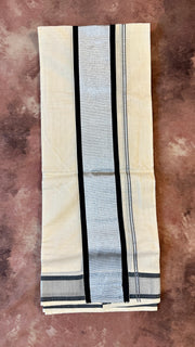 Black and silver cotton set mundu