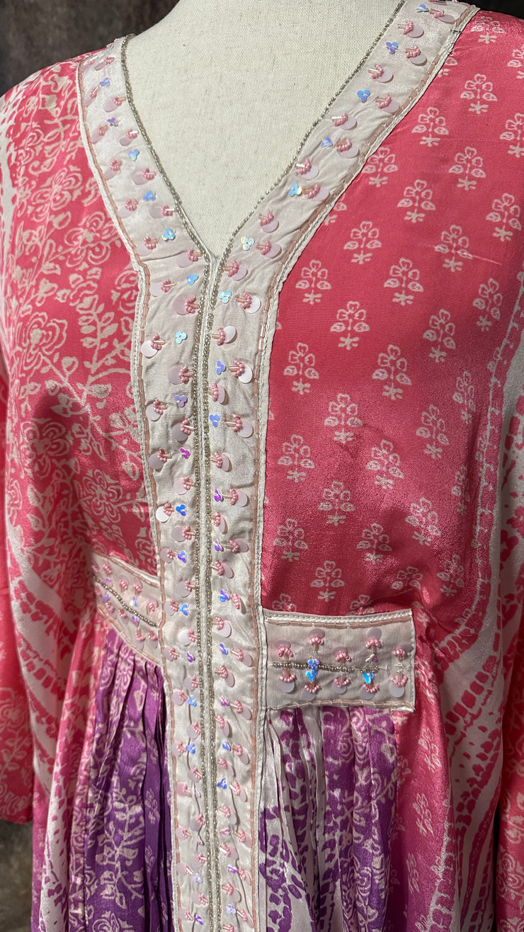 Pink and lilac designer kaftan