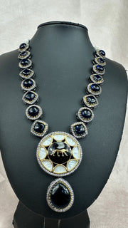 Blue stone designer replica necklace with earring