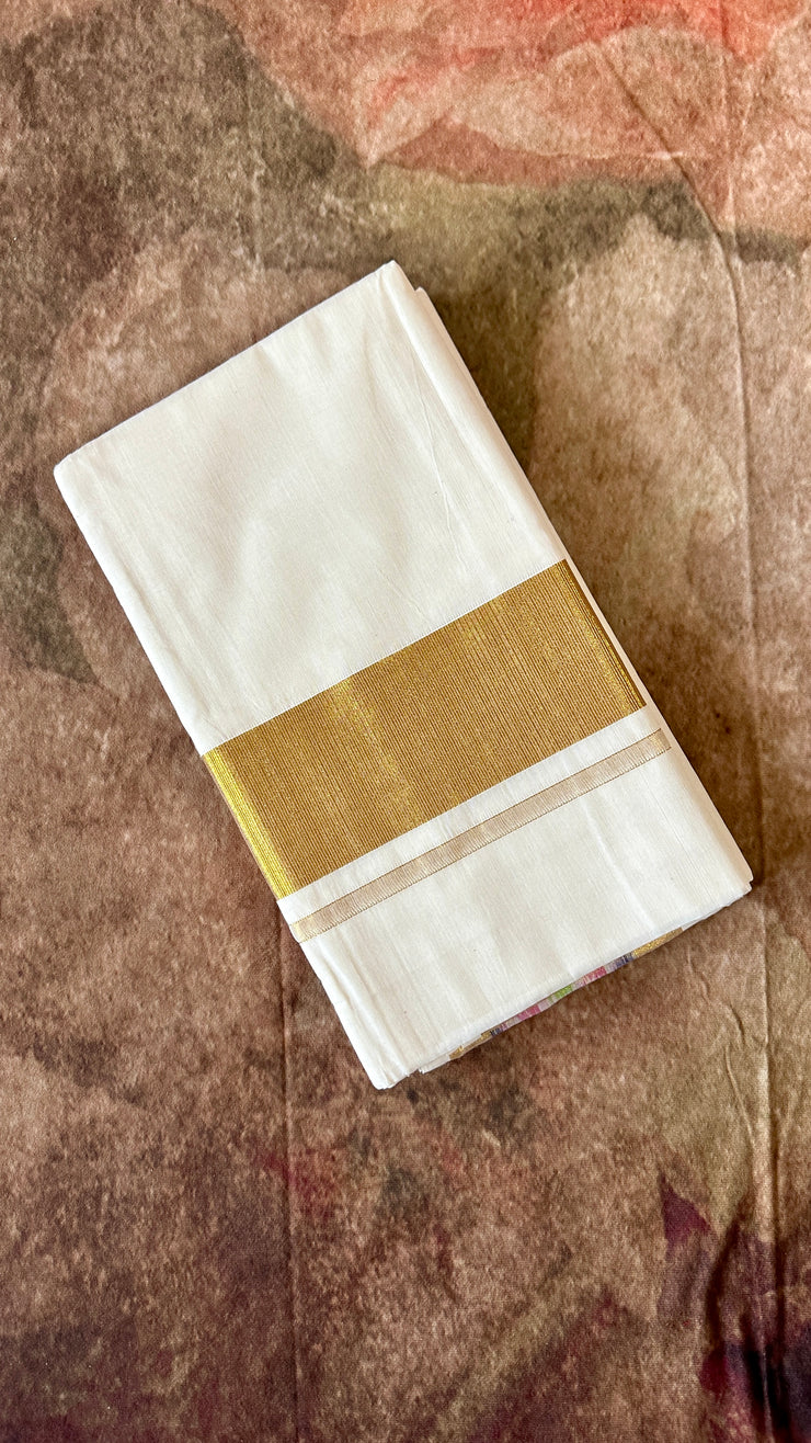 Ikkat weaved border cotton set saree