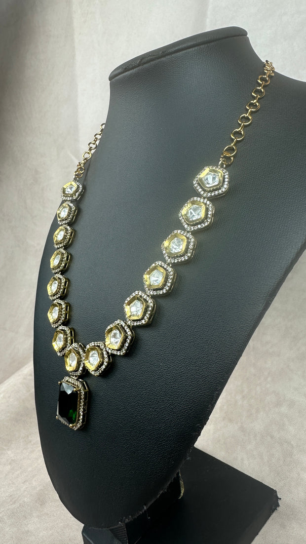 Moissanite necklace with Green stone