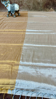 Pure handloom gold and silver tissue cotton saree