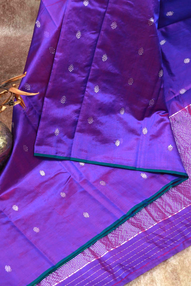 Purple Chanderi silk by silk saree with silver weave , No BP