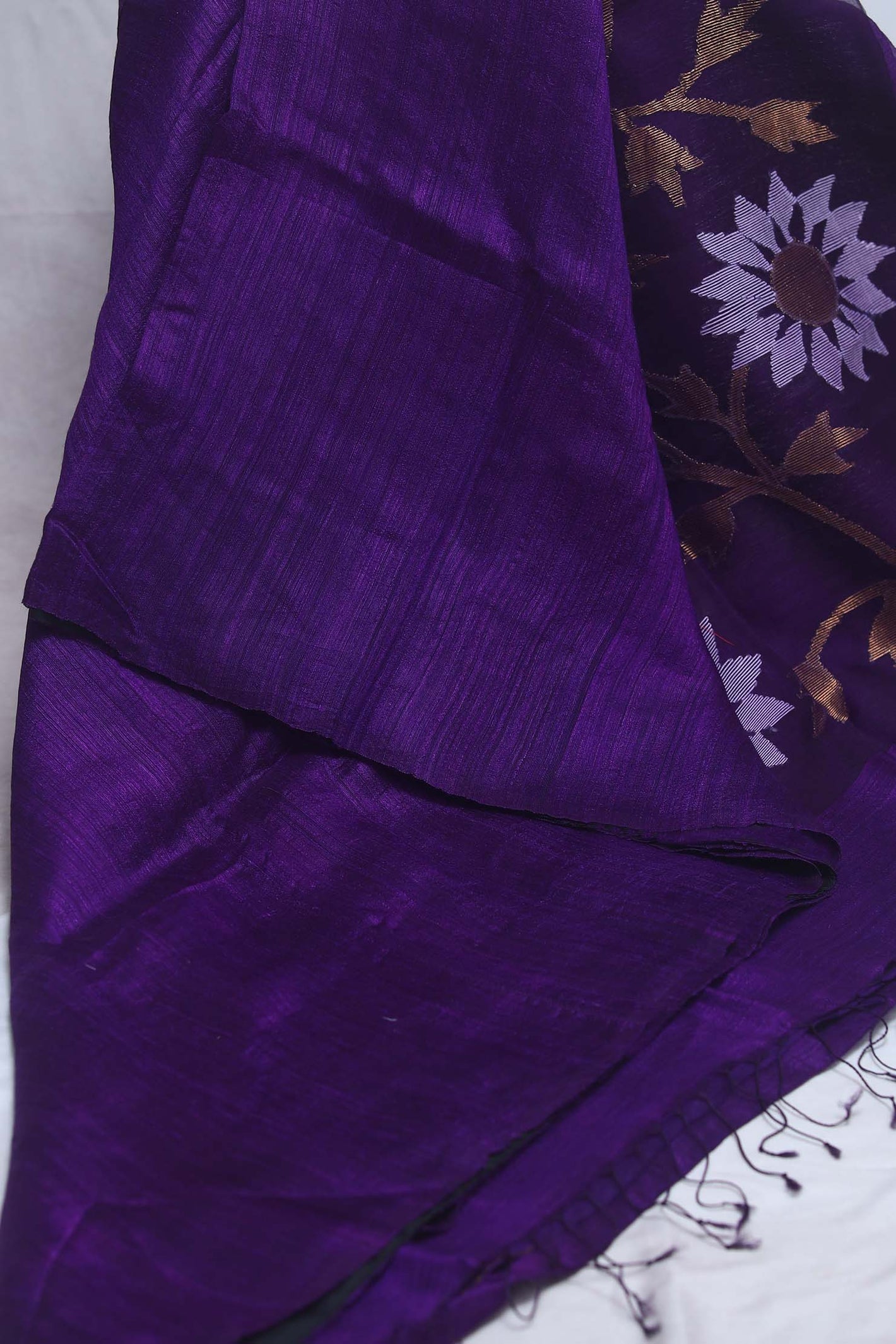 Pure matka silk saree with muslin pallu and jamdani weave , stitched blouse