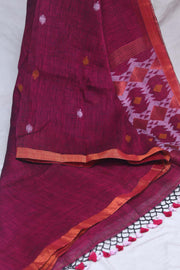 Handloom linen saree jamdani pallu, with BP