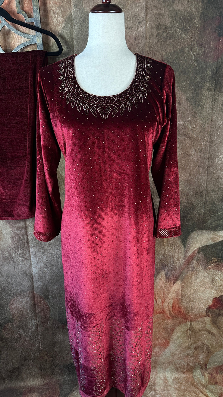 Velvet Kurti with bottom