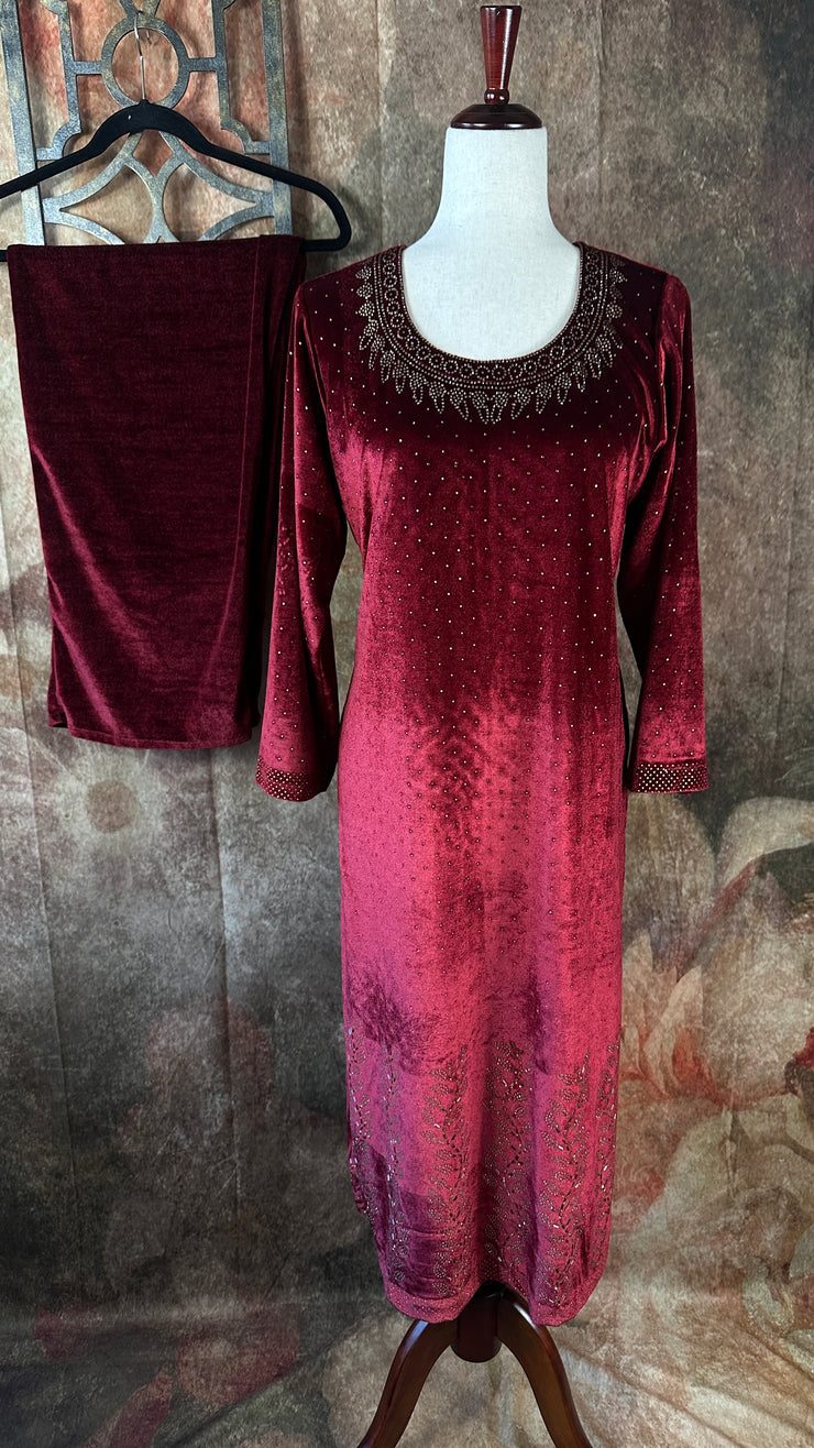 Velvet Kurti with bottom