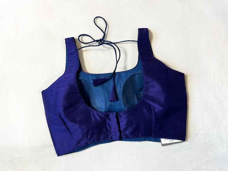 Blue silk sleeveless blouse