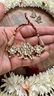 White Kundan choker with earring