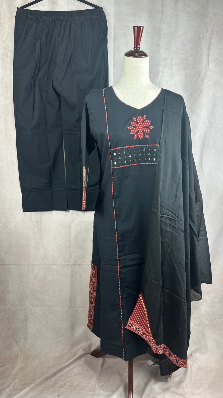 Black kurti with bottom and dupatta