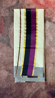 Tissue Set mundu with purple and black border