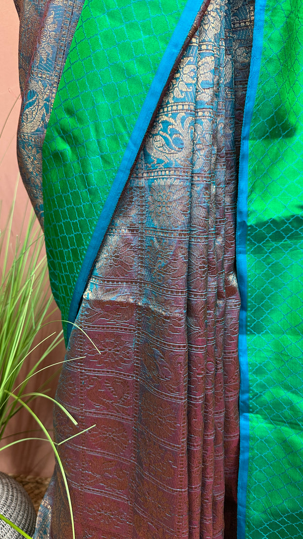 Pure Katan designer brocade silk saree with BP