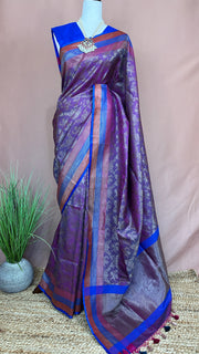 Pure Katan designer brocade silk saree with BP