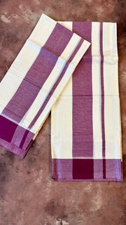 Soft cotton set mundu with brown border