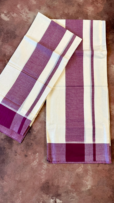 Soft cotton set mundu with brown border