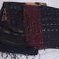 Black muslin saree with sequins weave, stitched blouse