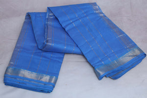 Mangalgiri cotton silk saree with brocade designer blouse