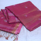 Pink tissue linen saree with jamdani weave, with BP