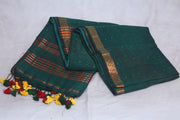 Handloom linen saree with sequins weave