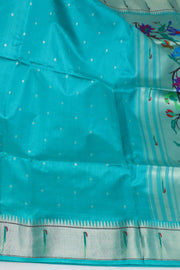 Semi tussar silk saree with Paithani weave, with stitched blouse