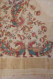 Banarsi tissue saree with kamalkari patch work, with contrast blouse