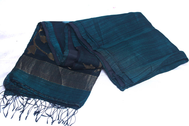 Pure matka silk saree with muslin pallu and jamdani weave , stitched blouse