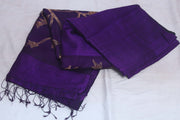 Pure matka silk saree with muslin pallu and jamdani weave , stitched blouse