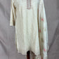 Off white chikankari short kurti with banarsi ghararh and dupatta