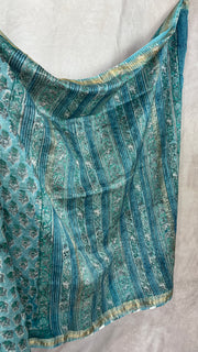 Handblock printed Maheswari cotton silk saree