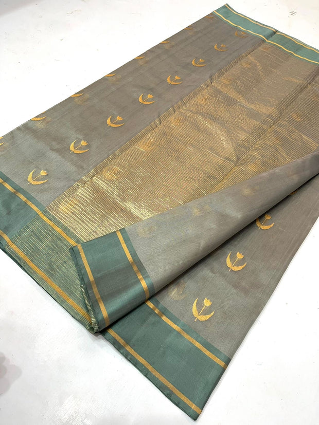 Chanderi katan pure silk saree with stitched blouse