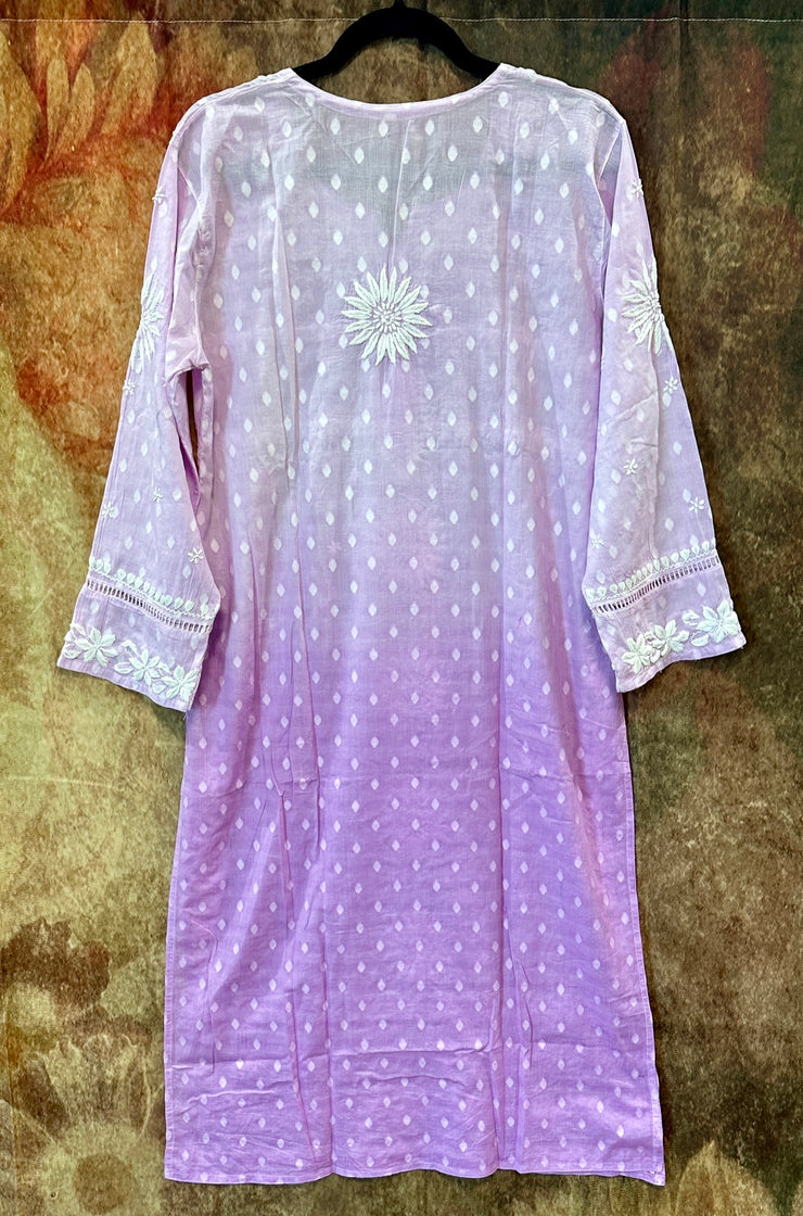 Lilac aumbre chikankari cotton kurti