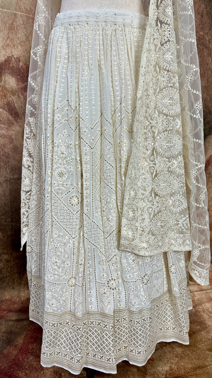 Offwhite chikankari lehanga