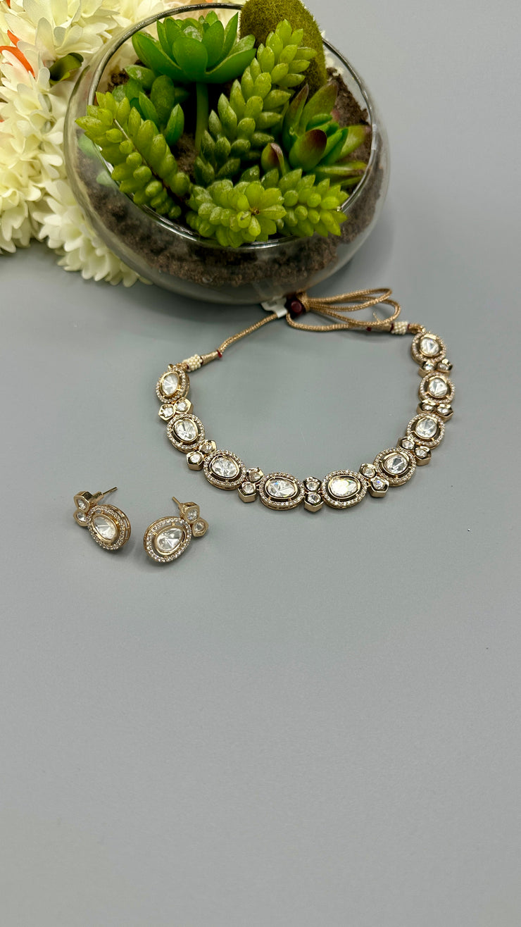 Moissanite stone necklace with earring