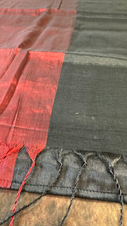 Pure handloom red and black tissue cotton saree