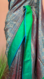 Pure Katan designer brocade silk saree with BP