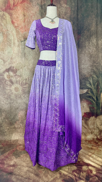 Purple ombre lehanga with blouse and dupatta