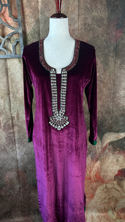 Velvet Kurti with stone work