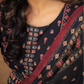 Black cotton flared kurti with bottom and dupatta