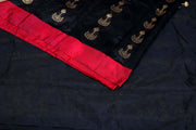 Black and deep red chanderi silk saree , No BP