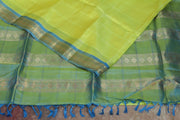 Light green and Blue combo  Kanchivaram  saree with stitched blouse