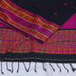 Pure handloom Bangal cotton saree with pink and orange thread weave, with bP