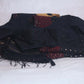 Black muslin saree with sequins weave, stitched blouse